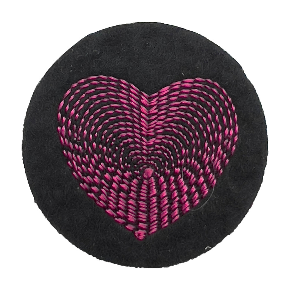 Pink Heart embroidered pin badge