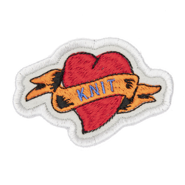 knit heart tattoo embroidered patch by The Unruly Stitch