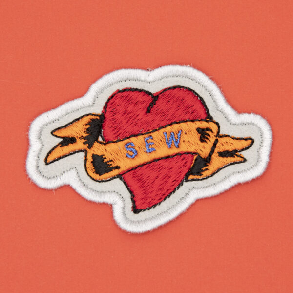 sew heart tattoo embroidered patch by The Unruly Stitch