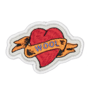 WOOL heart tattoo embroidered patch by The Unruly Stitch
