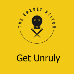 The Unruly Stitch Gift voucher - logo and gold and text Get Unruly